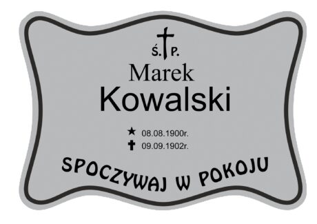 Tabliczka Nagrobna- Krzyż- Grawerowana 26x19cm Srebrna- T1
