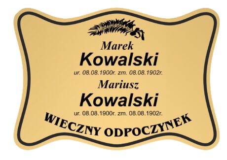 Tabliczka Nagrobna- Krzyż- Grawerowana 26x19cm Złota- T10