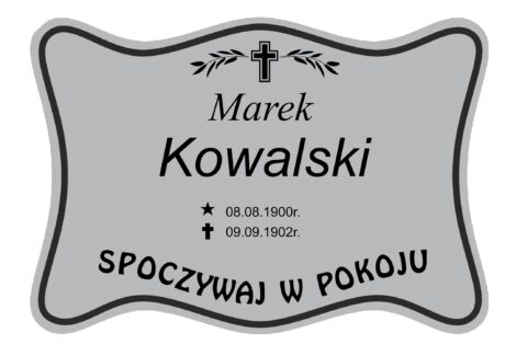 Tabliczka Nagrobna- Krzyż- Grawerowana 26x19cm Srebrna- T2