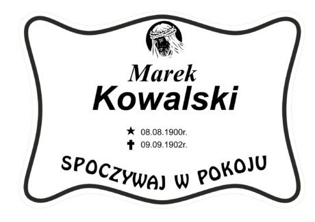 Tabliczka Nagrobna- Krzyż- Grawerowana 26x19cm Biała- T3