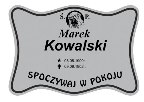 Tabliczka Nagrobna- Krzyż- Grawerowana 26x19cm Srebrna- T4