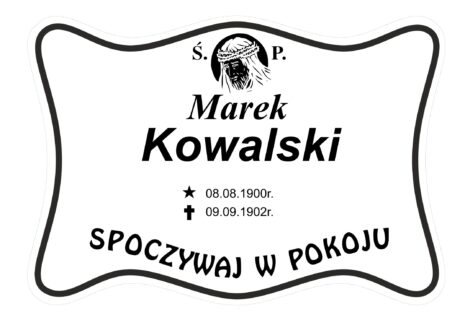 Tabliczka Nagrobna- Krzyż- Grawerowana 26x19cm Biała- T4