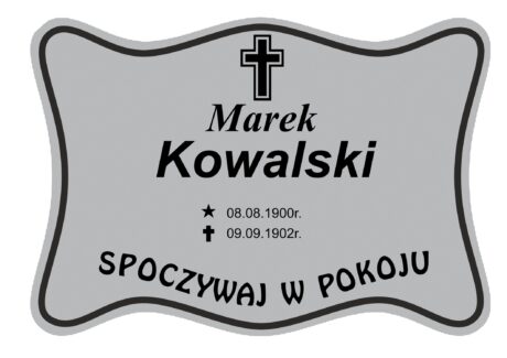 Tabliczka Nagrobna- Krzyż- Grawerowana 26x19cm Srebrna- T5