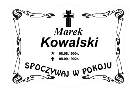Tabliczka Nagrobna- Krzyż- Grawerowana 26x19cm Biała- T6