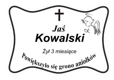 Tabliczka Nagrobna- Krzyż- Grawerowana 26x19cm Biała- T7
