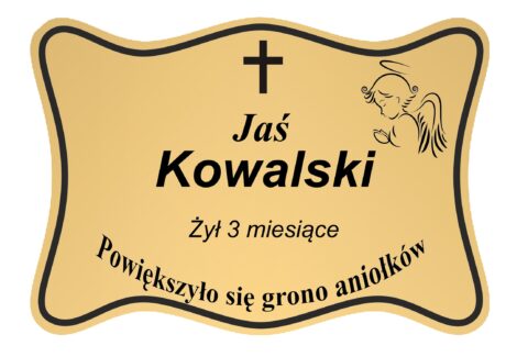 Tabliczka Nagrobna- Krzyż- Grawerowana 26x19cm Złota- T7