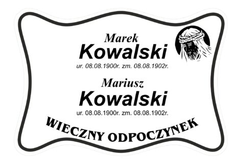 Tabliczka Nagrobna- Krzyż- Grawerowana 26x19cm Biała- T8