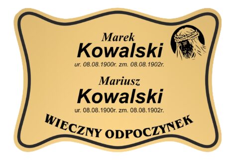 Tabliczka Nagrobna- Krzyż- Grawerowana 26x19cm Złota- T8