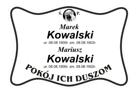 Tabliczka Nagrobna- Krzyż- Grawerowana 26x19cm Biała- T9