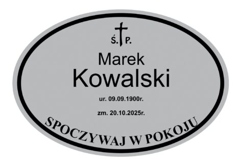 Tabliczka Nagrobna- Krzyż- Grawerowana 29x19cm Srebrna- T1