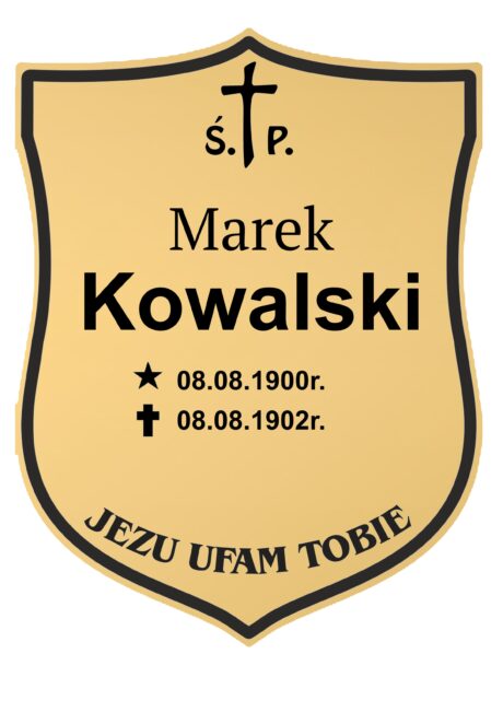 Tabliczka Nagrobna- Krzyż- Grawerowana 26x20cm Złota- T1