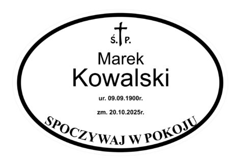Tabliczka Nagrobna- Krzyż- Grawerowana 29x19cm Biała- T1