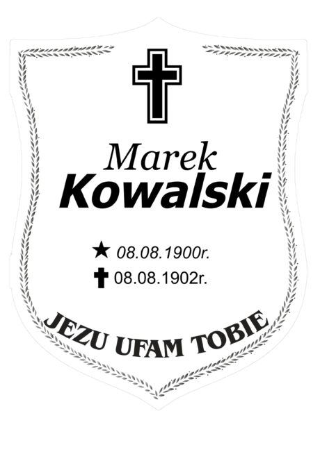 Tabliczka Nagrobna- Krzyż- Grawerowana 26x20cm Biała- T10