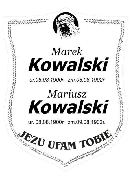 Tabliczka Nagrobna- Krzyż- Grawerowana 26x20cm Biała- T11