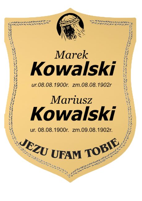 Tabliczka Nagrobna- Krzyż- Grawerowana 26x20cm Złota- T11