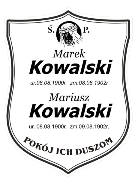 Tabliczka Nagrobna- Krzyż- Grawerowana 26x20cm Biała- T12