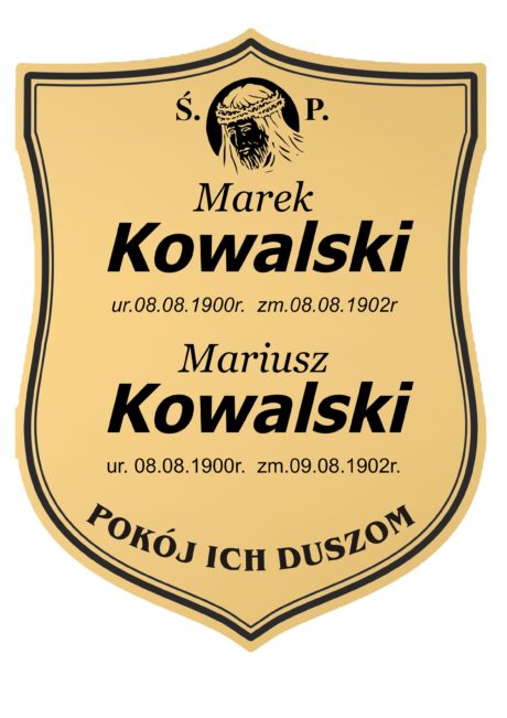 Tabliczka Nagrobna- Krzyż- Grawerowana 26x20cm Złota- T12