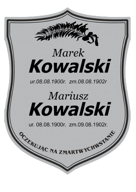 Tabliczka Nagrobna- Krzyż- Grawerowana 26x20cm Srebrna- T13