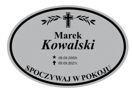 Tabliczka Nagrobna- Krzyż- Grawerowana 29x19cm Srebrna- T2