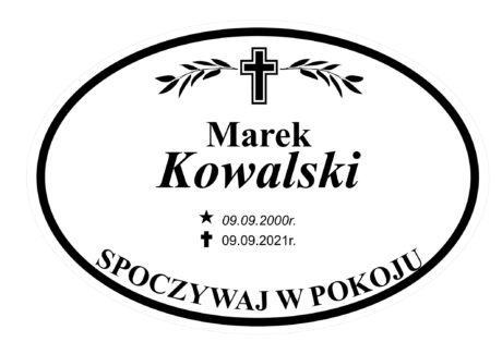 Tabliczka Nagrobna- Krzyż- Grawerowana 29x19cm Biała- T2