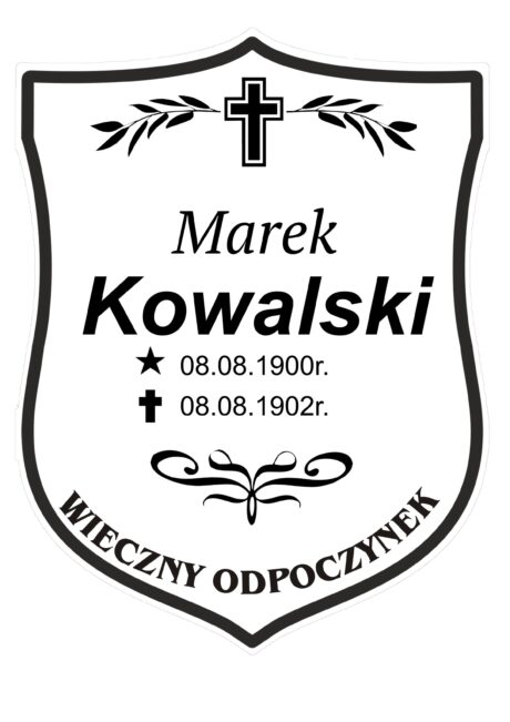 Tabliczka Nagrobna- Krzyż- Grawerowana 26x20cm Biała- T4
