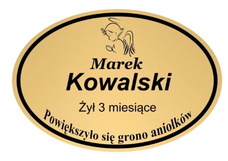 Tabliczka Nagrobna- Krzyż- Grawerowana 29x19cm Złota- T4