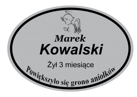 Tabliczka Nagrobna- Krzyż- Grawerowana 29x19cm Srebrna- T4