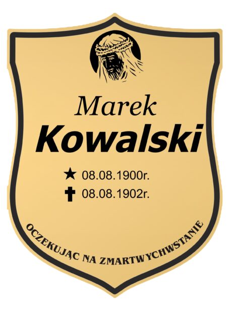 Tabliczka Nagrobna- Krzyż- Grawerowana 26x20cm Złota- T5