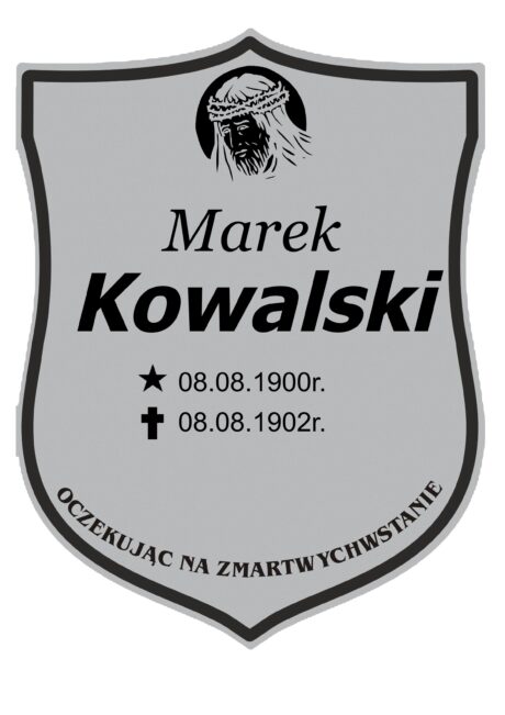 Tabliczka Nagrobna- Krzyż- Grawerowana 26x20cm Srebrna- T5