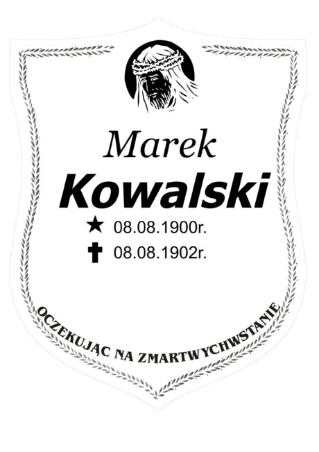 Tabliczka Nagrobna- Krzyż- Grawerowana 26x20cm Biała- T6