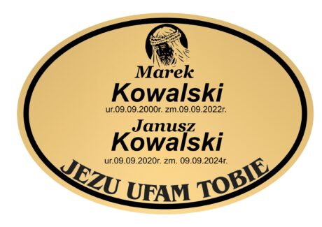 Tabliczka Nagrobna- Krzyż- Grawerowana 29x19cm Złota- T6