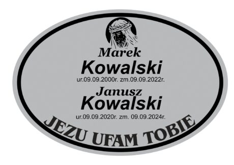 Tabliczka Nagrobna- Krzyż- Grawerowana 29x19cm Srebrna- T6