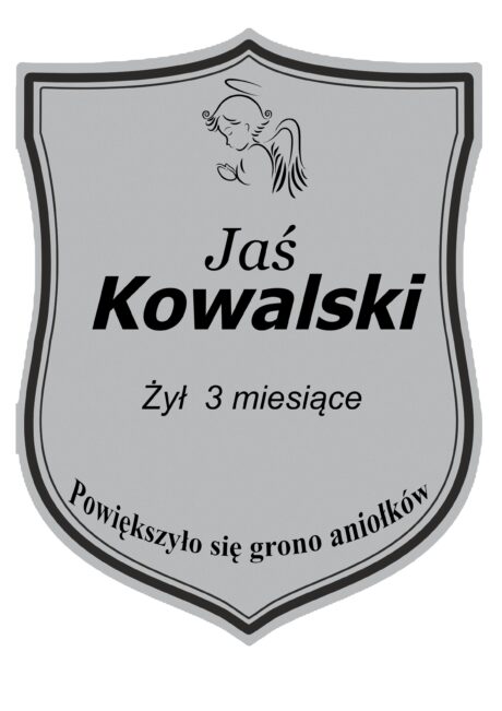 Tabliczka Nagrobna- Krzyż- Grawerowana 26x20cm Srebrna- T7