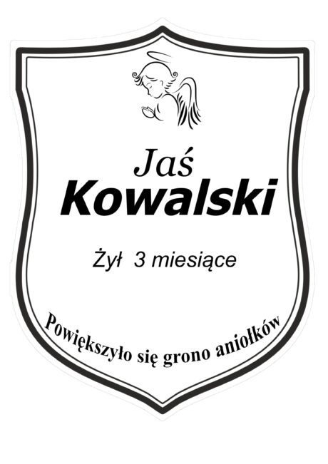 Tabliczka Nagrobna- Krzyż- Grawerowana 26x20cm Biała- T7