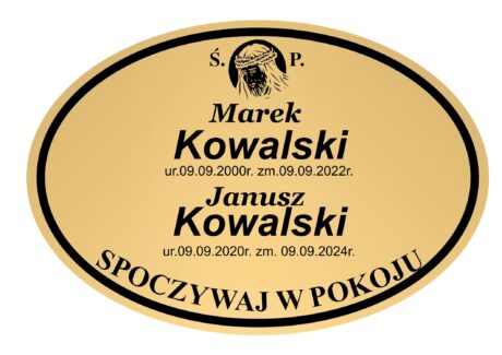 Tabliczka Nagrobna- Krzyż- Grawerowana 29x19cm Złota- T7
