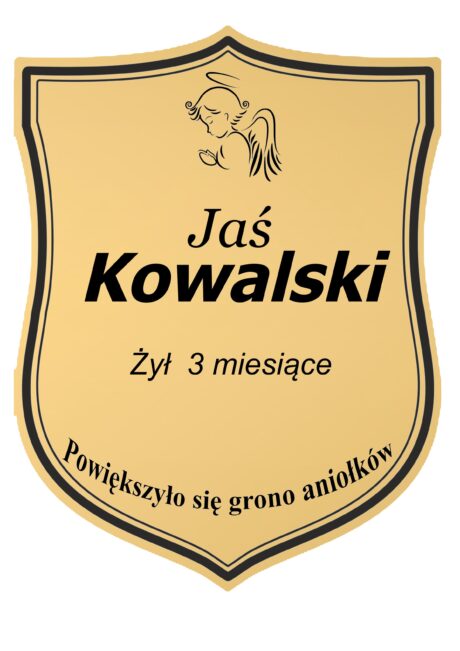 Tabliczka Nagrobna- Krzyż- Grawerowana 26x20cm Złota- T7