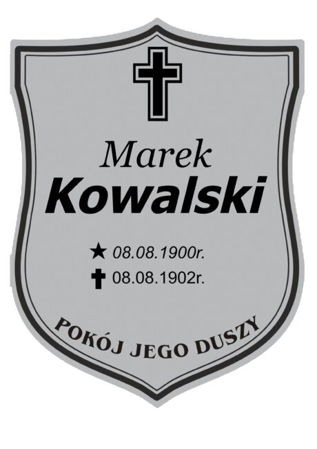 Tabliczka Nagrobna- Krzyż- Grawerowana 26x20cm Srebrna- T8