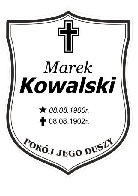 Tabliczka Nagrobna- Krzyż- Grawerowana 26x20cm Biała- T8