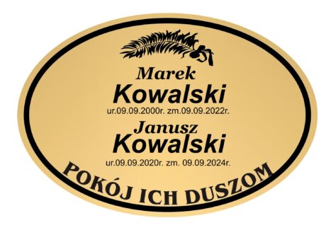 Tabliczka Nagrobna- Krzyż- Grawerowana 29x19cm Złota- T8